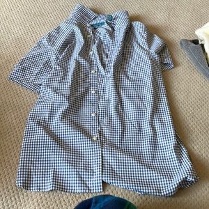 Mens button down shirt blue and white